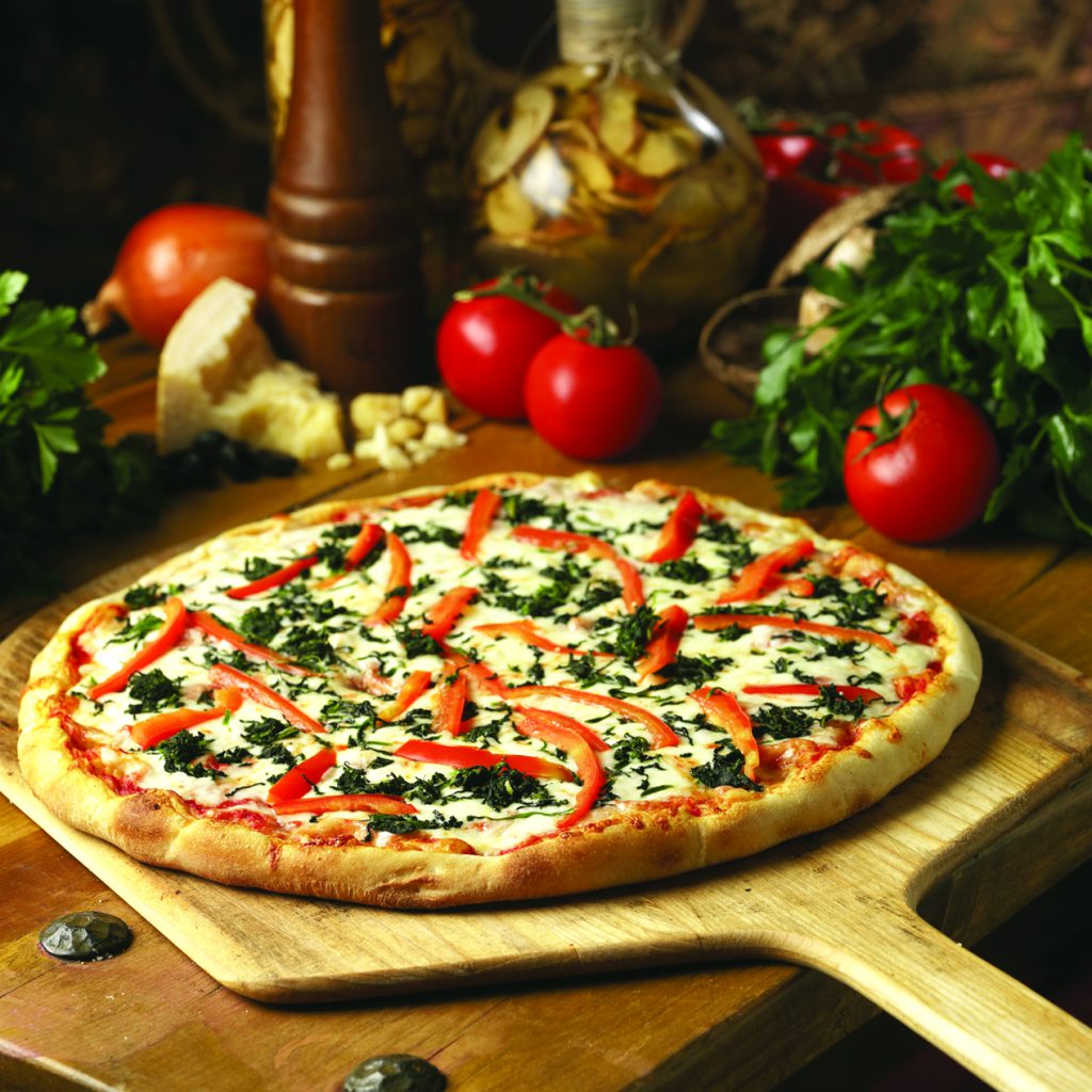 Fresh Pizza Depot pizza with melted cheese and toppings